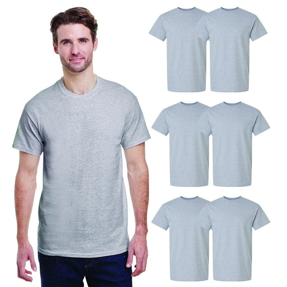 Gildan Classic Fit Mens T-Shirt, Short Sleeve Sport Grey Tee, Ultra Cotton, XL, 6 Pack