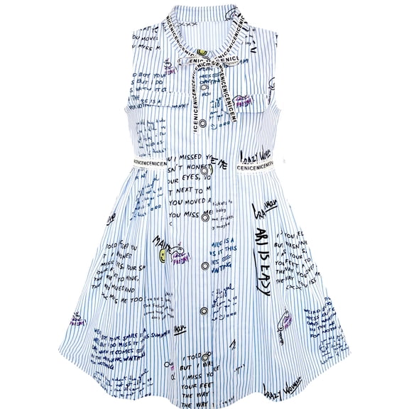 Girls Dress School Uniform Letter Print Sleeveless Ruffle Dress 7 Years