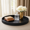 Black 25inch, variant on Round Faux Leather Serving Platter Beige 20inch For Couch Coffee Table Family Dinner Picnic Party Decor