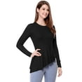 thumbnail image 3 of INSPIRE CHIC Women's Long Sleeve Ribbed Knit Ruffle Hem Peplum Top, 3 of 6