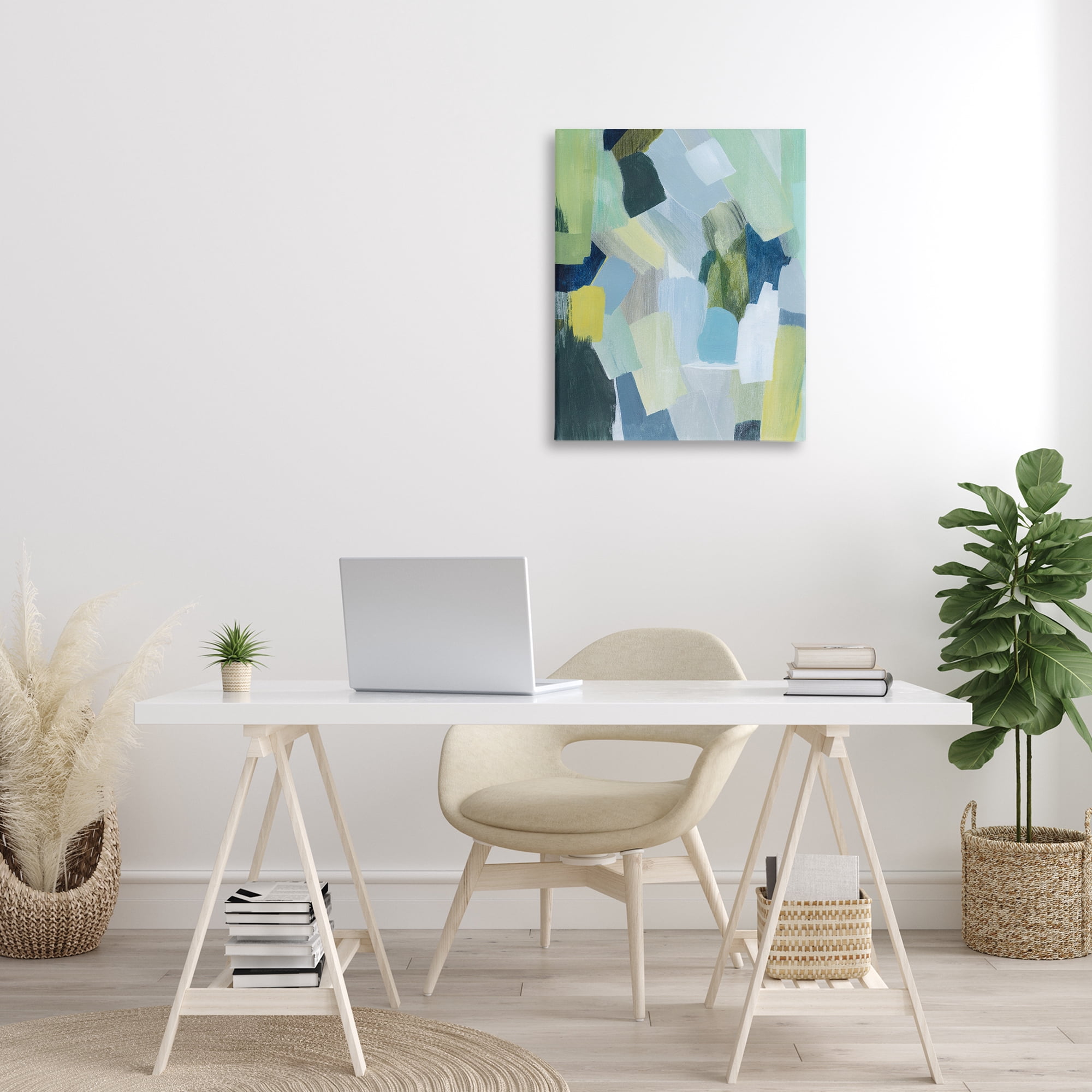 Stupell Industries Layered Green Brush Strokes Abstract Painting Gallery Wrapped Canvas Art Print Wall Art, 24 x 30