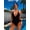 Black, variant on LOEL Women's High Stretch Deep V One-Piece Swimsuit with Crisscross Back & Adjustable Tie Sides