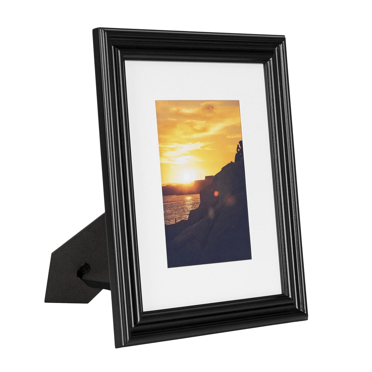 DesignOvation Leno 8" x 10" Matted to 5" x 7" Black Picture Frame