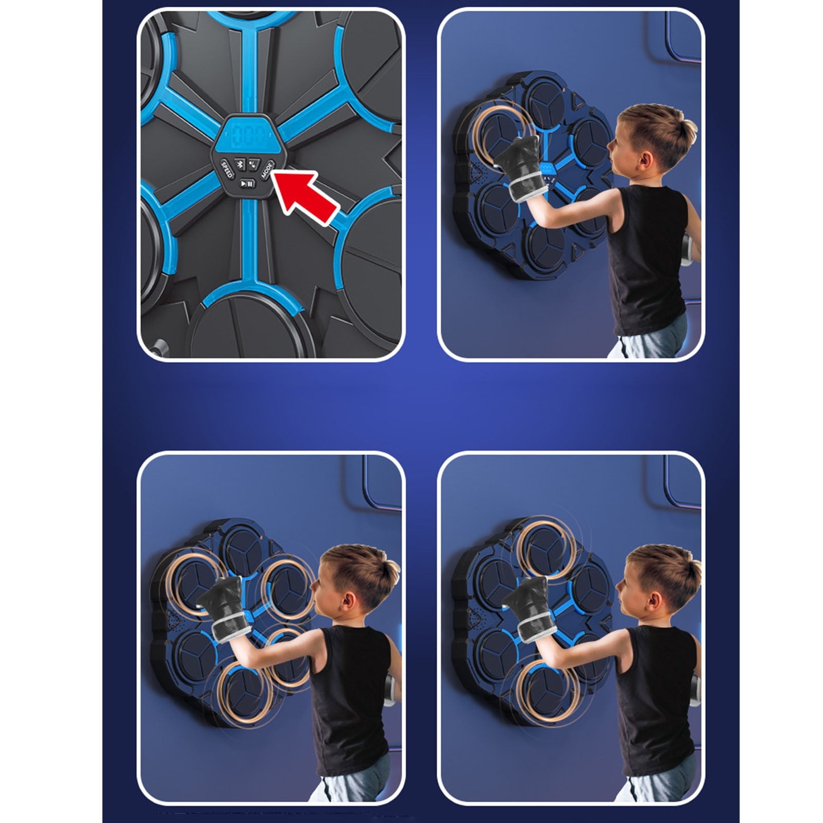 Upgraded Wall Mounted Music Boxing Machine for Kids with Cool Lights, LED Punch Counter Interactive Fun Punch Trainer with 3 Modes & 3 Sounds, Top Teenage Boy Gifts for Home Workout