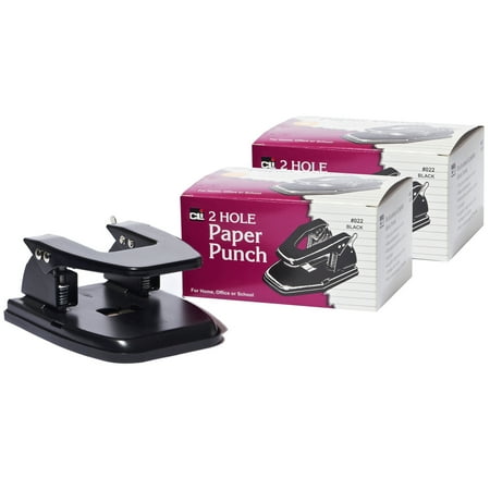 Charles Leonard 2 Hole Paper Punch, 2.75 Inch Center, 30 Sheet Capacity, Black, 2 Count