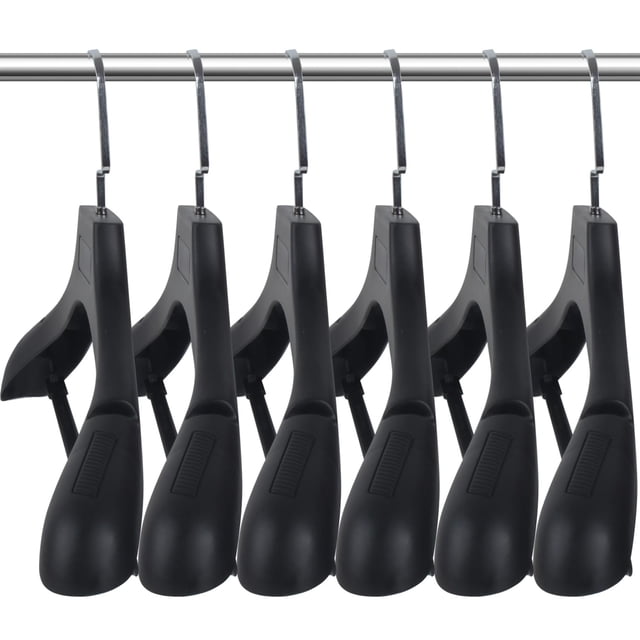 Colgador de ropa DEDU de plástico con hombros anchos, paquete de 6, 45 cm