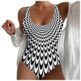 thumbnail image 1 of MKLEKYY Trajes De Baño Dama Women Large Size Swimwear Figure Shaping U Neck Striped Print Sports Swimsuits Swimsuit With Wide Shoulder Straps, 1 of 5