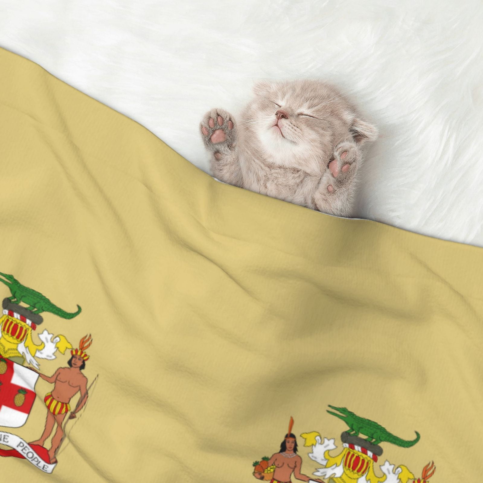 Flannel Throw Dog Blanket Coat Of Arms Of Jamaica Soft Warm Print Pet Blankets for Small Dog Cat Puppy