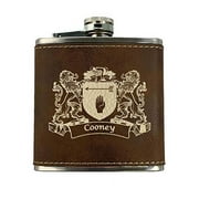 Cooney Irish Coat of Arms Leather Flask - Rustic Brown