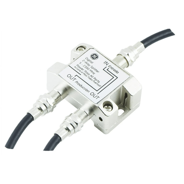 GE Digital 2-Way Coax Splitter, F-Type Input Connector