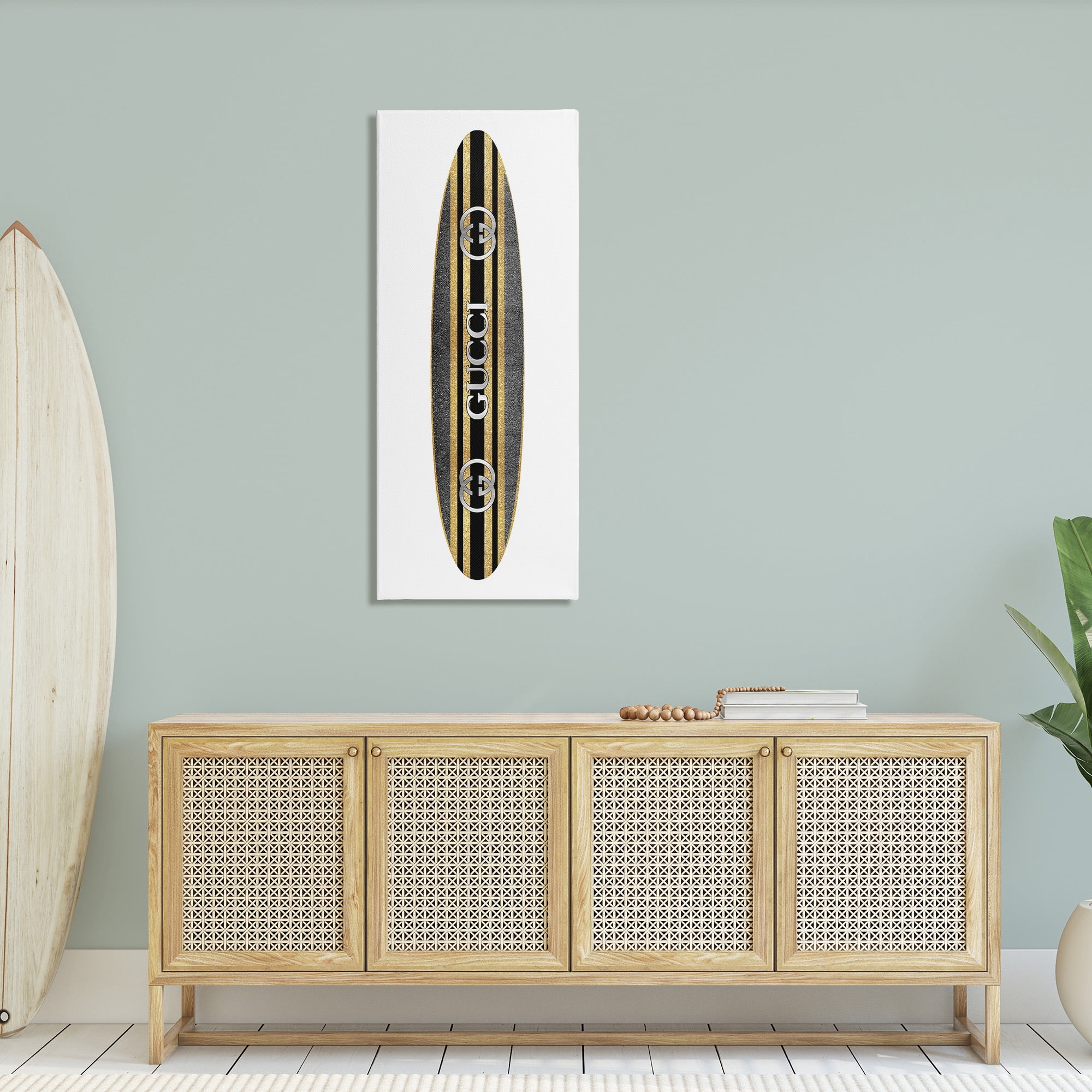 Stupell Industries Glam Brand Surfboard Nature Painting Gallery Wrapped Canvas Art Print Wall Art, 20 x 48