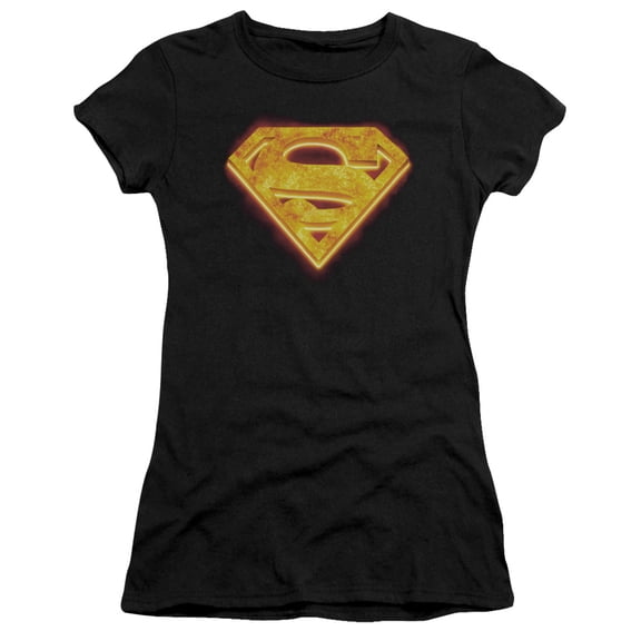 Superman Hot Steel Shield Junior Women's T-Shirt Sheer Black