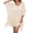 Beige, variant on Long Sleeve Chiffon Bikini Blouse Plus Size Womens Swim Cover Up with Tassel, Solid Color Backless Mesh Beachwear for Summer Vacation