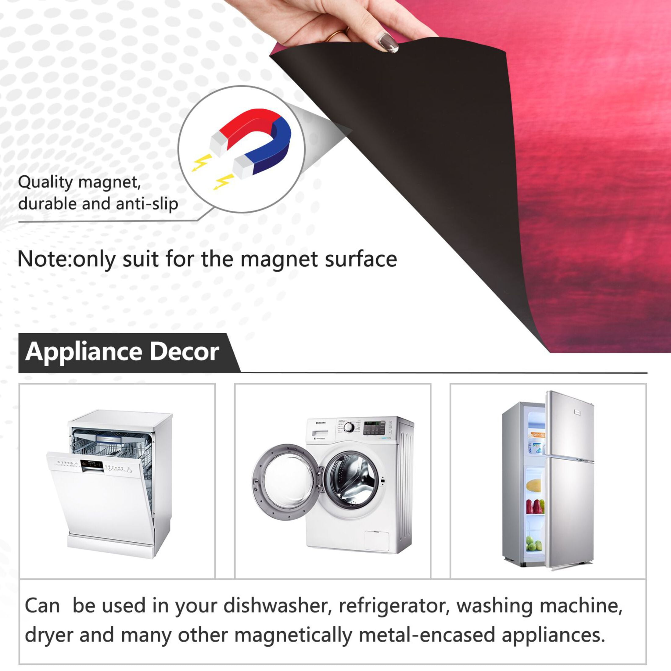 Dishwasher Magnetic Sticker 23x26 Inch Refrigerator Magnetic Sticker Washing Machine Magnetic Sticker Kitchen Panel Magnetic Sticker Home Decor Red and Green Pattern