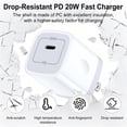 thumbnail image 2 of 2 Pack PD 20W Fast Wall Charger Block, 20W Phone Charger with 6FT Type C Charger Block Cables, Compatible with iPhone 17/16/15 Pro Max iPad Pro Galaxy S26 Android,White, 2 of 7