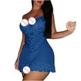 thumbnail image 5 of Feancey Lace Nightgowns for Women Deep V Cami Lingerie Sleep Dress Summer Sleeveless Gauze Nightdress Stretchy Slim Fit Sleepwear Funny Gifts Blue M, 5 of 10