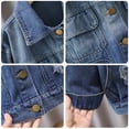 thumbnail image 5 of WQNVRNR Girls Denim Jacket- Drop Shoulder Fall Casual Button Front Jean Jacket Coat with Pockets Blue Size 11 Years, 5 of 7