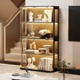 thumbnail image 4 of BROTTAR Large Display Cabinet with Glass Door, 4-Tier Curio Cabinet with 3 Color Lights for Collectibles, Glass Display Case with Transparent Full-Display Surface, Human Body Sensor, Black, 4 of 9