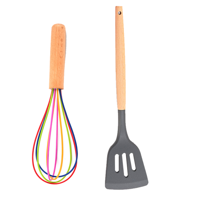 2pcs Non-stick Kitchen Cookware with Wooden Handle - BPA Free Heat Resistant Kitchen Gadgets Tools
