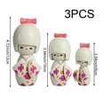 thumbnail image 3 of Jiibva 3Pc White Kimono Wooden Dolls Decorative Figurine Traditional Asian Geisha Statue for Home Wedding, 3 of 7