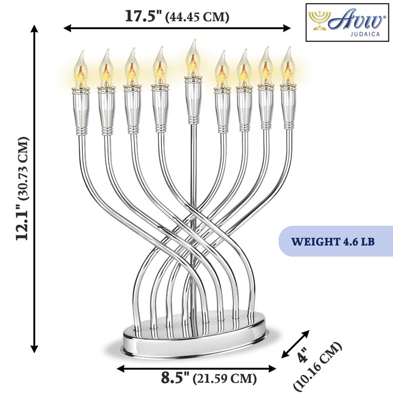 Stainless Steel Electric Menorah with Flickering Bulbs photo 5