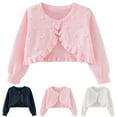 thumbnail image 2 of Zwiiyzr Girls Long Sleeve Shrug Knit Cardigan Childrens Bolero Dress Sweater Toddler Shawl Cover Up for 1-5T Pink, 2 of 3
