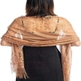 thumbnail image 2 of Bufanda floral para mujer, bufanda tipo capa, bufanda de encaje, bufanda con alas y borlas, envolturas de flecos de malla suave para bodas y fiestas, 2 of 5