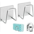 thumbnail image 1 of Soporte adhesivo para esponja para fregadero, carrito para accesorios de cocina, acero inoxidable SUS304, resistente al óxido, resistente al agua, secado rápido, paquete de 2, 1 of 5