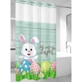 thumbnail image 2 of No Hook Shower Curtain with Snap-in Liner, Easter Rabbits Waterproof Fabric Bathroom Curtains, Watercolor Eggs Cute Bunny Grass Flowers Blue Bath Curtains & Mesh Top Window Stand Up Stall 36"x72", 2 of 9