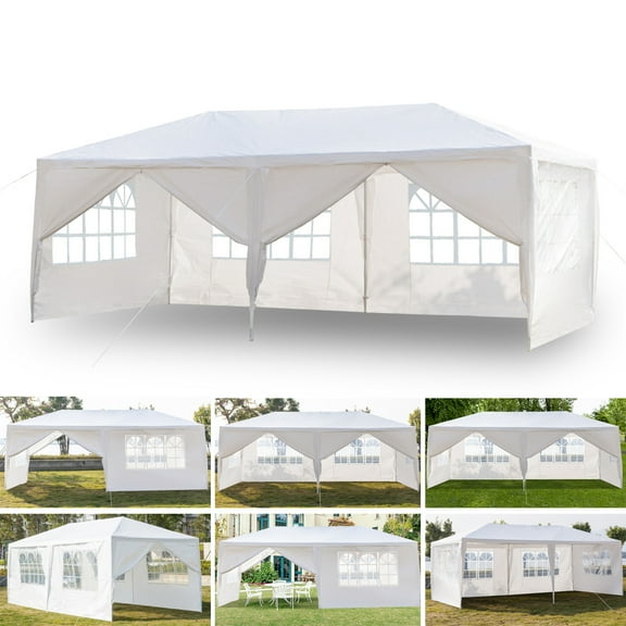 Cfowner Outdoor Canopy Tent, 10' x 20' Waterproof Patio Gazebos Party Tent with 6 Side Walls, Outdoor Party Wedding Tent, Waterproof Camping Folding Tent for Backyard, Garden, Poolside