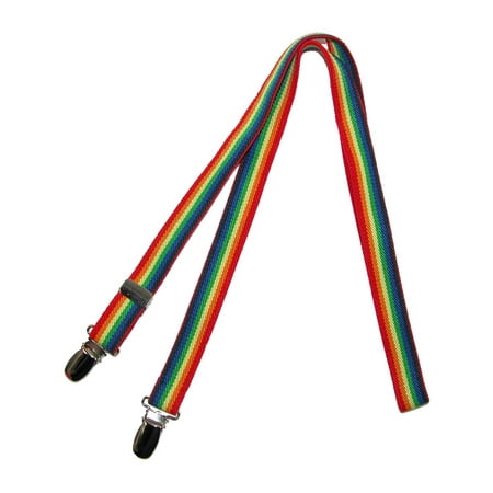 Size one size Kids' Elastic One Piece Adjustable Rainbow Mitten Clips, Rainbow Stripes