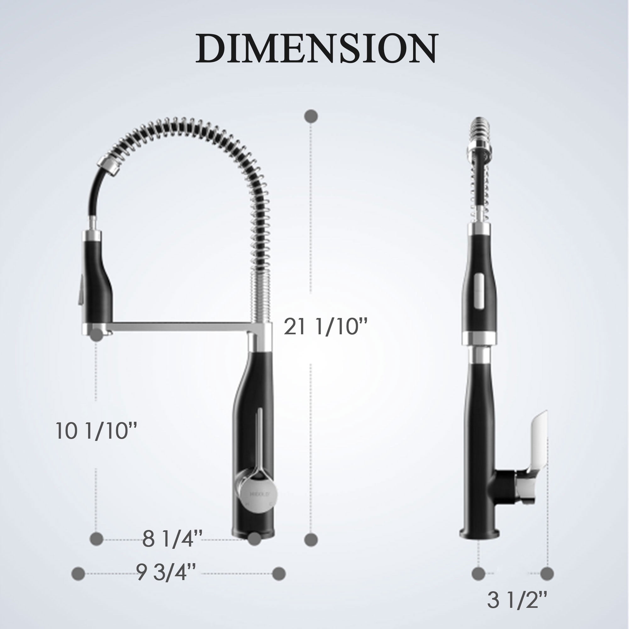 HIGOLD BN3.0 Pull Down Kitchen Faucet with Spring Neck Design, Stainless Steel and Matte Black Finished