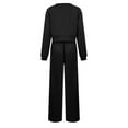thumbnail image 5 of felwors Women 2 Piece Outfits Sweatsuit Set Twist Front Cropped Sweatshirt Wide Leg Sweatpant Lounge Set Tracksuit Black, XL, 5 of 5