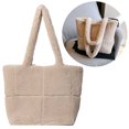 thumbnail image 4 of 88816 Bolso Bandolera Lana Cordero Cuadros Bolso Tote Gran Capacidad (Caqui) Caqui, 4 of 9
