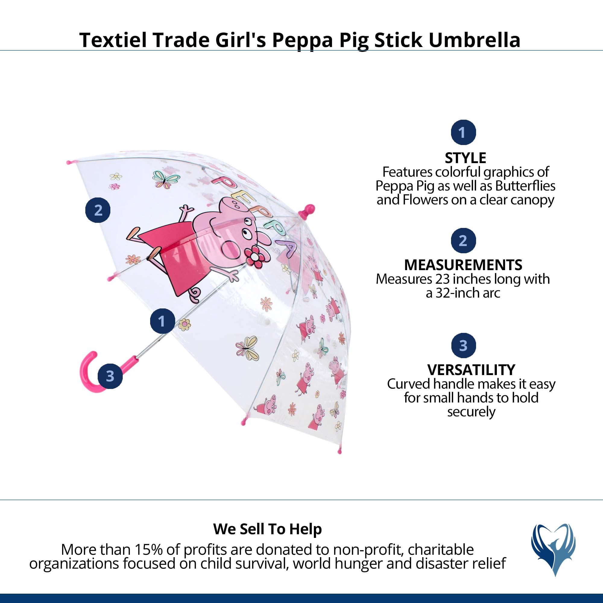 Textiel Trade Girl's Peppa Pig Stick Umbrella