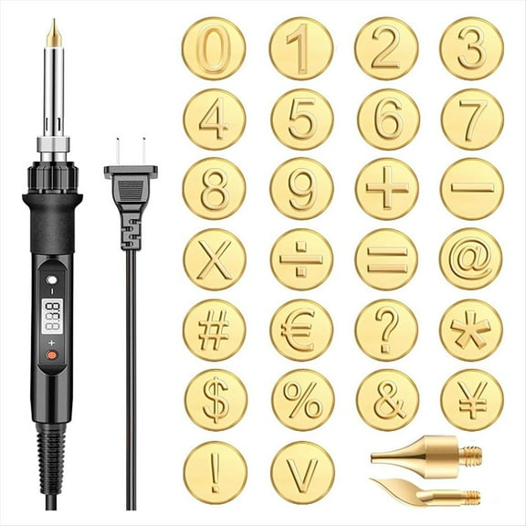 26 Pcs with Letters,DIY Wood/Leather Burning Set, Letter Soldering Iron Stencils Kit Tool US Plug,1 set x Wood Burning Kit