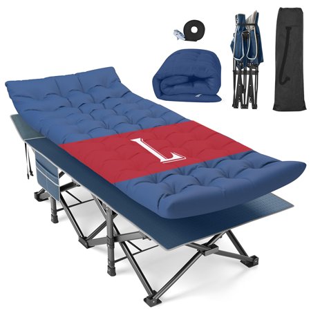 CHAOFEI Folding Camping Cot Blue Max Load 900lbs Cots for Sleeping Camp Cots for Adults Kids Teenage Portable Travel Camp Cot-no mattress