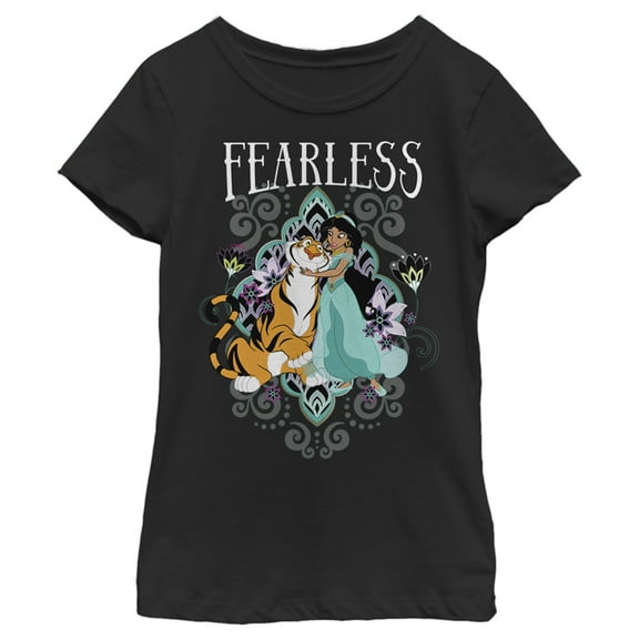 Girl's Aladdin Fearless Jasmin  Graphic Tee Black X Large