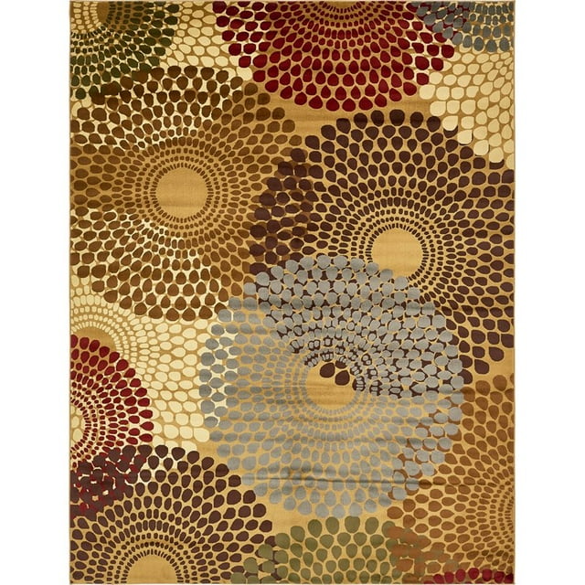 Unique Loom Barista Geometric Circles Area Rug 9' x 12' Rectangle Beige/Burgundy