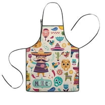 Colorful Mexican Elements Kids Aprons for Girls and Boys,Adjustable Neck Strap Toddler Aprons for Kids Cooking Baking,23.6"x19"