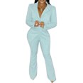 thumbnail image 1 of Txlixc Office Lady Traje de 2 piezas Slim Fit Color sólido Mujeres Blazer y conjunto de pantalones de trabajo para ropa casual Fiesta de negocios Txlixc  Moda, 1 of 8