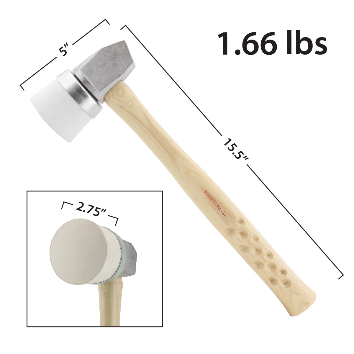 Powernail 2ALW Ultra-Light White Rubber Flooring Mallet Hammer (1.7 lbs)