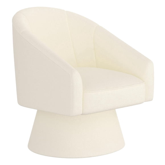 Modern Boucle Fabric Accent Chair - Ivory