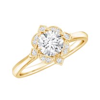 Rosec Jewels Certified Lab Grown Diamond Art Deco Engagement Ring, EF-VS Quality, 18K Yellow Gold, US 5.00