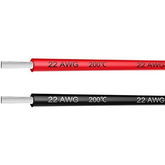 Electrical Wire 22 AWG 22 Gauge  Wire Hook Up Wire  20  [10 ft Black and 10 ft Red] - Soft and Flexible 60 Strands 0.08mm of Tinned Copper Wire High Temperature Resistant