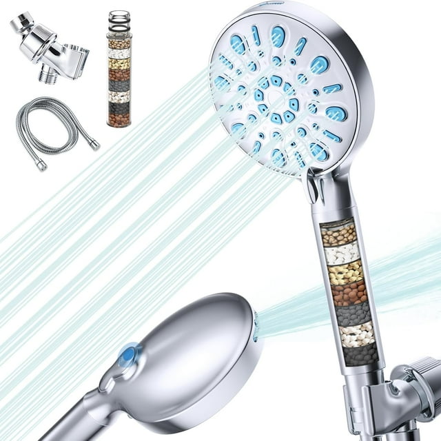 Filte Shower Head Modes High Pressure Shower Head with Handheld Showerhead Built in Power Wash for Clean Remove Chlorine & Hard Water with Shower Hose & Sh