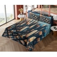 thumbnail image 4 of Ambesonne Cityscape Fitted & Top Sheet Set with Shams, Manhattan Panorama Urban, Blue and Pale Cinnamon, 4 of 5