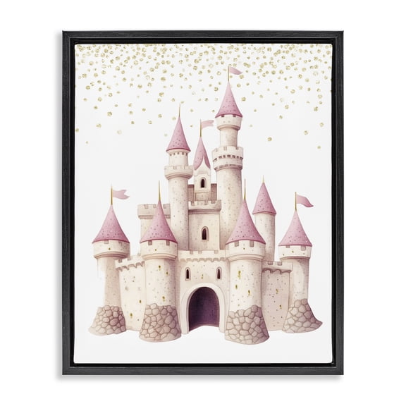 Stupell Industries Glam Princess Dreams Castle Black Floating Frame Canvas Art, 17 x 21, by Christine Simpson Art
