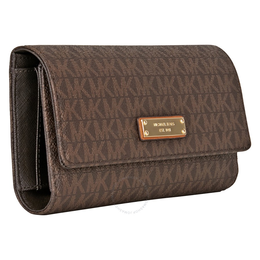 Jet Set PVC Checkbook Wallet - Brown 