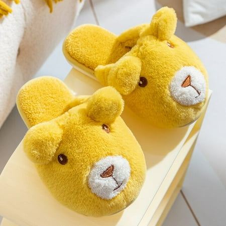 

CoCopeaunt Cute Elk Plush Indoor Winter Womens Slippers Autumn and Winter Shoes Home Flat Floor Soft Bedroom Warm Home Slippers
